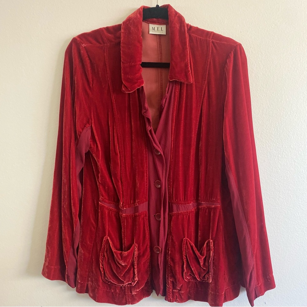 M.E.L. Australia Exclusive Lightweight Boho Jacket Red Silk Rayon Blend